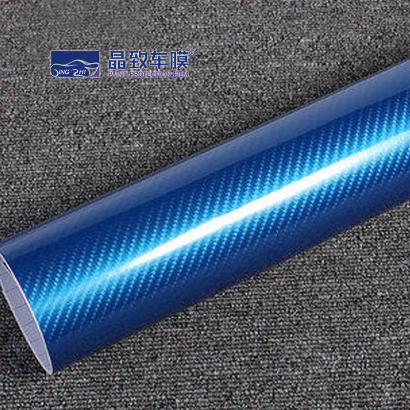 1,52x30M PET Vinyl Film 3D Carbon Fiber Màu xanh đậm có thể co giãn