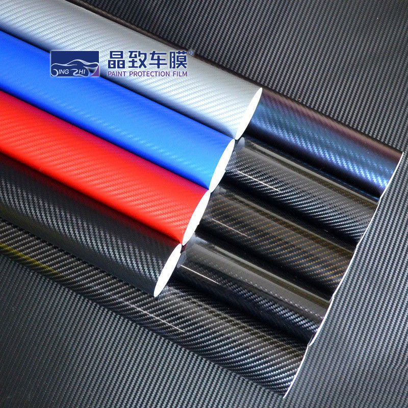 1,52x30M PET Vinyl Film 3D Carbon Fiber Màu xanh đậm có thể co giãn