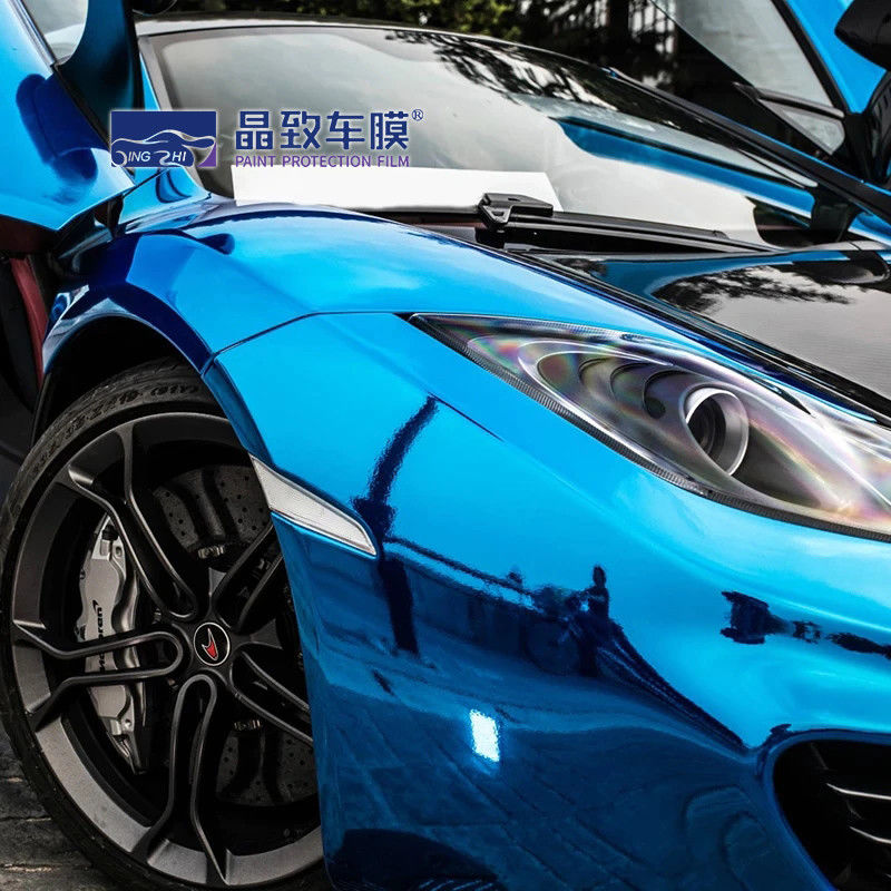 Chrome Car PET Vinyl Film PPF Chất liệu PVC Màu vàng hồng Màu xanh