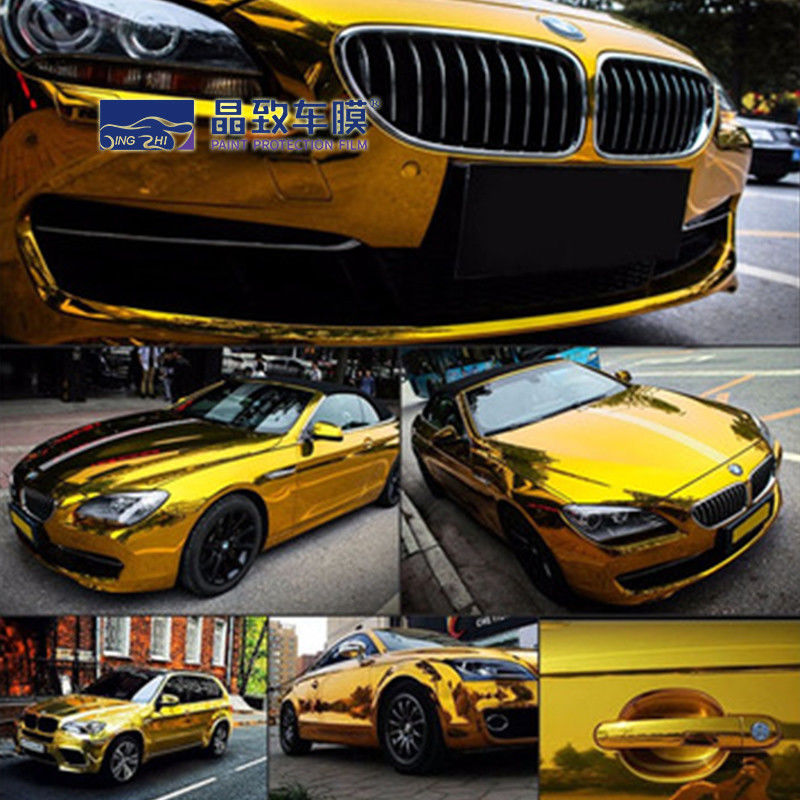Chrome Car PET Vinyl Film PPF Chất liệu PVC Màu vàng hồng Màu xanh