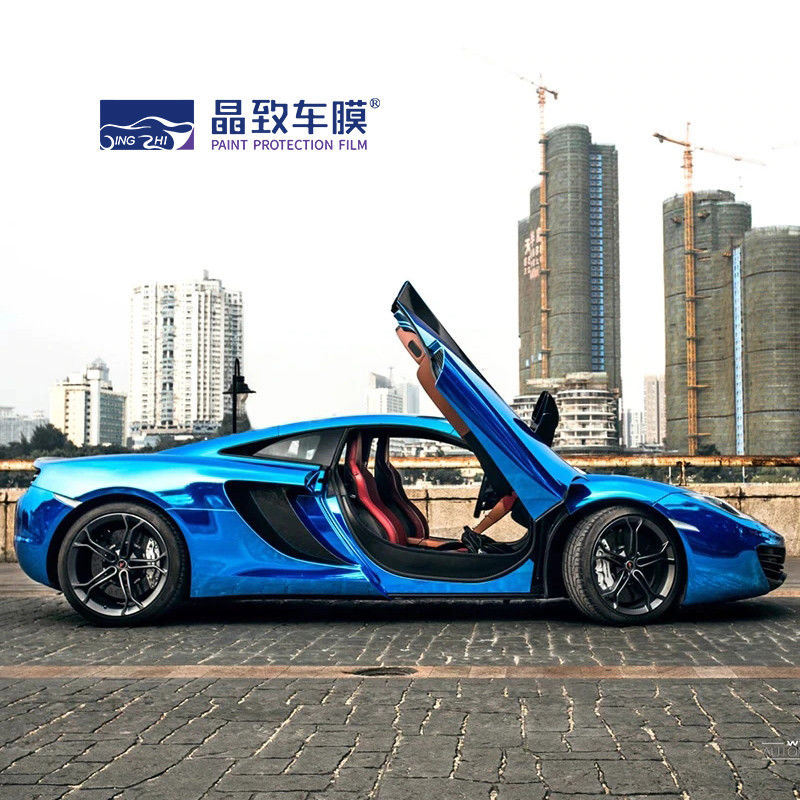 Sản phẩm chăm sóc xe Derek Blue Bọc Vinyl Chrome có thể co giãn như màng gương 1,52 * 18m--Nhà máy sản xuất trực tiếp