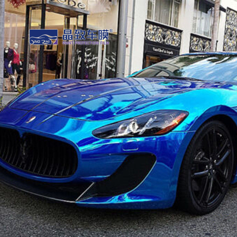 Sản phẩm chăm sóc xe Derek Blue Bọc Vinyl Chrome có thể co giãn như màng gương 1,52 * 18m--Nhà máy sản xuất trực tiếp